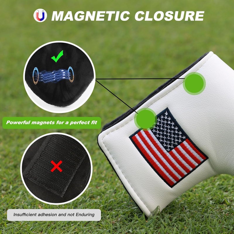 Frimon Golf Club Head Covers,4pcs or 1pc USA Golf Head Covers for Woods and Driver Fairway Hybrid - PU Leather Mallet Blade Putter for Men Women Golf Enthusiast - Image 3
